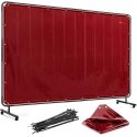 Stamos Germany Protective welding curtain screen with frame on wheels 239 x 175 cm - red