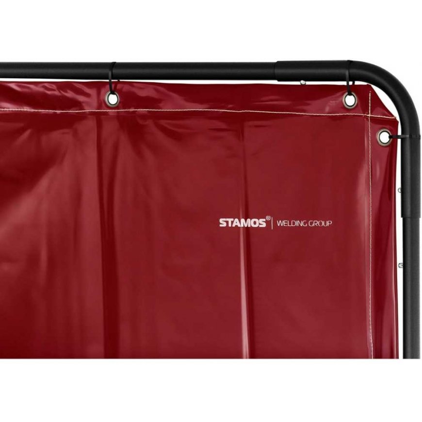 Stamos Germany Protective welding curtain screen with frame on wheels 239 x 175 cm - red – 3
