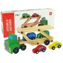 Lean Cars Wooden green tractor with toy cars Lean Cars Wooden green tractor with toy cars