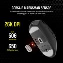 Corsair KATAR ELITE Wireless pele Labā roka RF Wireless + Bluetooth + USB Type-A Optisks 26000 DPI