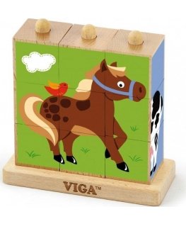 Puzzle Wooden logical cubes Puzzle Viga Toys