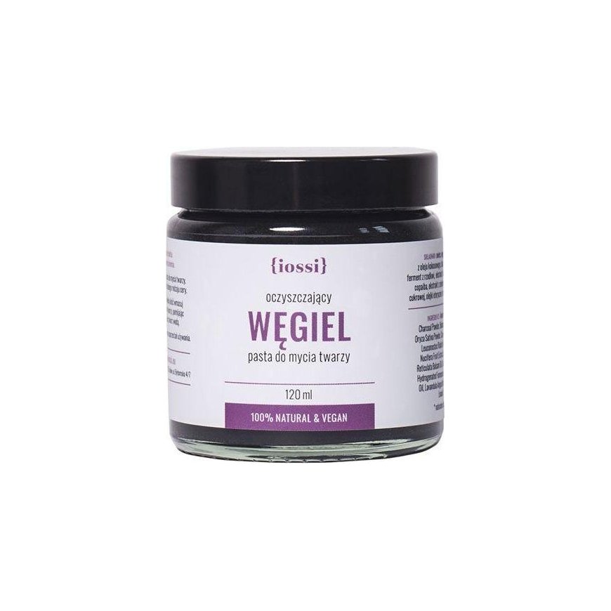 Iossi Charcoal valomoji pasta veido prausimui su aktyvuota anglimi, dumbliais ir žaliąja arbata 120ml