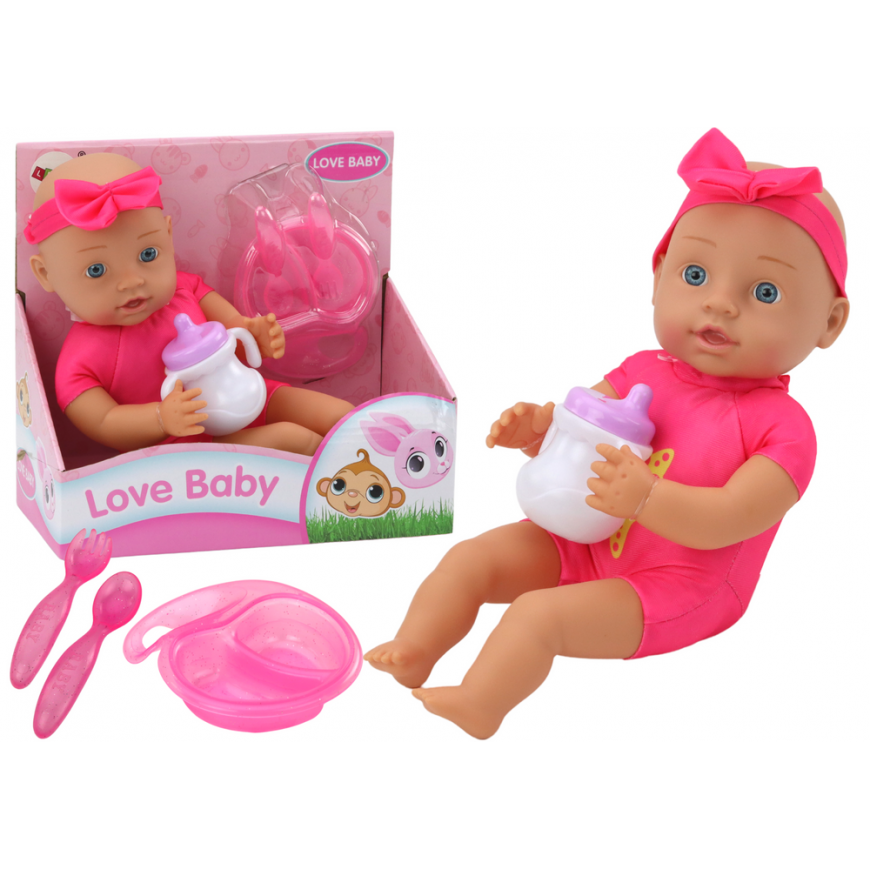 Lean Baby doll, pink clothes, headband