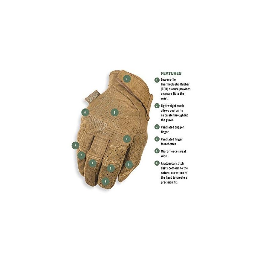 Mechanix Wear Gloves MECHANIX SPECIALTY VENT, with holes for ventilation, Coyote XXL size. Velcro, artificial 0.6mm leather. tou – 2