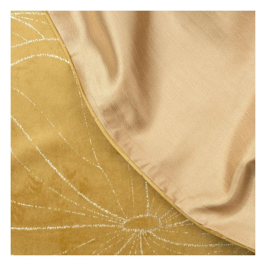 Eurofirany BLINK / 18 Velvet table runner with water lily leaf pattern, 35X180 cm, color: golden – 4