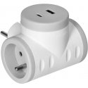 Orno 2P+Z skirstytuvas su 2xUSB įkrovikliu, greitas įkrovimas, balta ir pilka