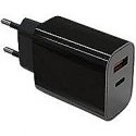 TB Įkroviklis jungiama į tinklą 2x3A USB C + USB A Power Delivery juoda