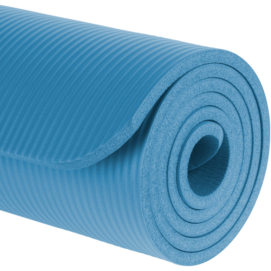 Gimnastikos kilimėlis jogai, pilatesui, fitnesui, 183x61cm, storis 1cm, NBR medžiaga, mėlyna, REBEL ACTIVE – 2