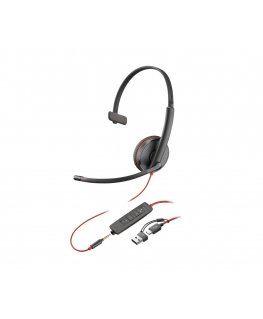 Hewlett Packard (HP) HP Poly Blackwire 3215 Single-sided USB-C Headphone +3.5mm Plug +USB-C/A Adapter