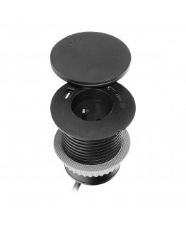 Orno Furniture socket ?6cm with rotating cover, inductive charger, USB charger and 1.5m cable, 1x2P+Z, Qi 1.2.4 max. 10W, 2xUSB 