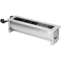 Orno Furniture socket recessed into the tabletop with a flat milled edge and electrical opening, 3x2P+Z (Schuko), 2xNET, 1xHDMI
