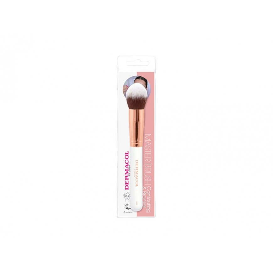Dermacol Rose Gold D53 - Kosmetický štětec na pudr a kontury s pouzedrem