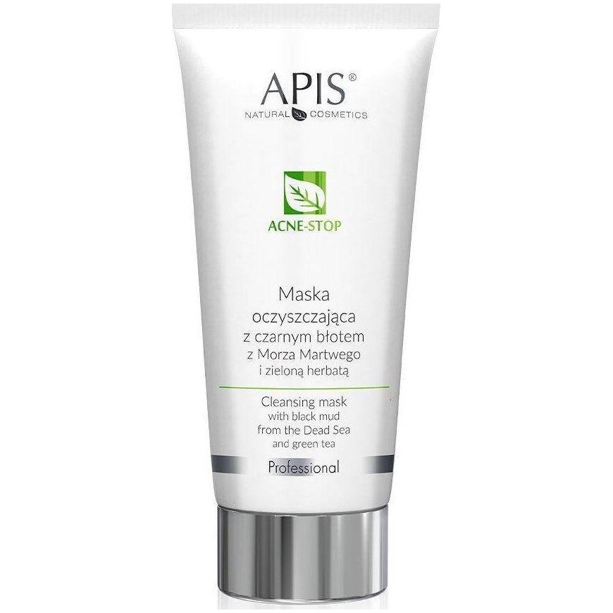APIS Acne Stop valomoji kaukė su juoduoju Negyvosios jūros purvu ir žaliąja arbata 200 ml
