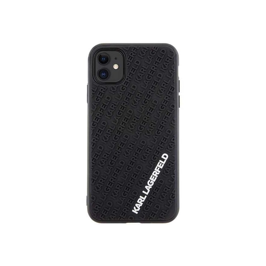 Dėklas Karl Lagerfeld Karlas Lagerfeldas KLHCN613DMKRLK iPhone 11 / Xr 6.1" juodas/juodas kietas 3D guminis kelių logotipas – 4