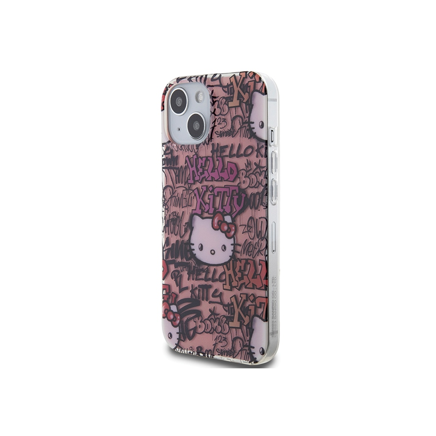 Hello Kitty IML Tags Graffiti dėklas iPhone 15 - rožinis – 2