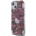 Hello Kitty IML Tags Graffiti case for iPhone 15 - pink Hello Kitty IML Tags Graffiti case for iPhone 15 - pink