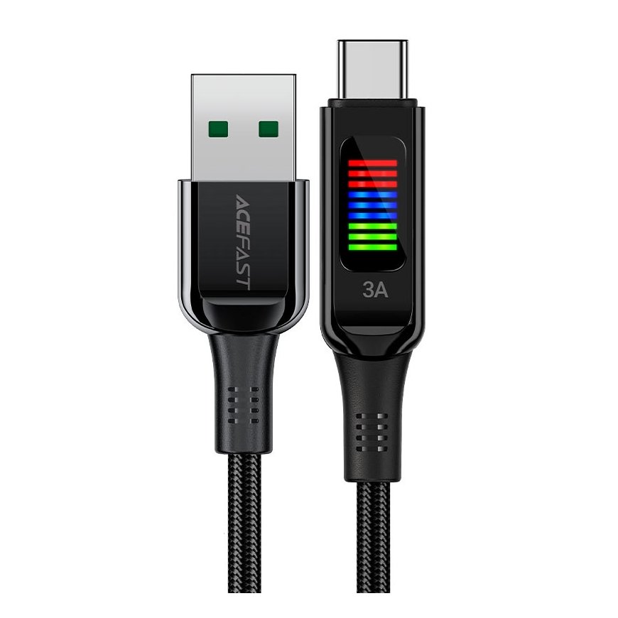 Acefast C7-04 USB-A USB-C 60W 1.2m cable with display - black