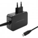 Qoltec 52386 GaN POWER PRO laadija | 1xUSB-C | 65W | 5-20V | 3-3,25A | Must
