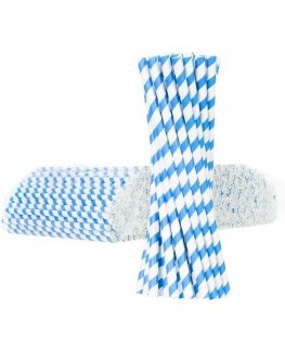Gsg24 BIO organic paper straws PAPER STRAWS thickness 8/205mm - white and blue 500 pcs.