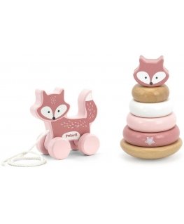 Viga Toys VIGA PolarB fox set, wooden pyramid + pullable fox