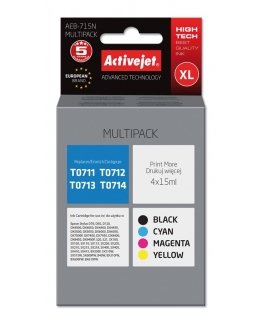Activejet AEB-715N tindikassett 4 tk Kokkusobiv High (XL) Yield Must, Tsüaan, Magenta, Kollane