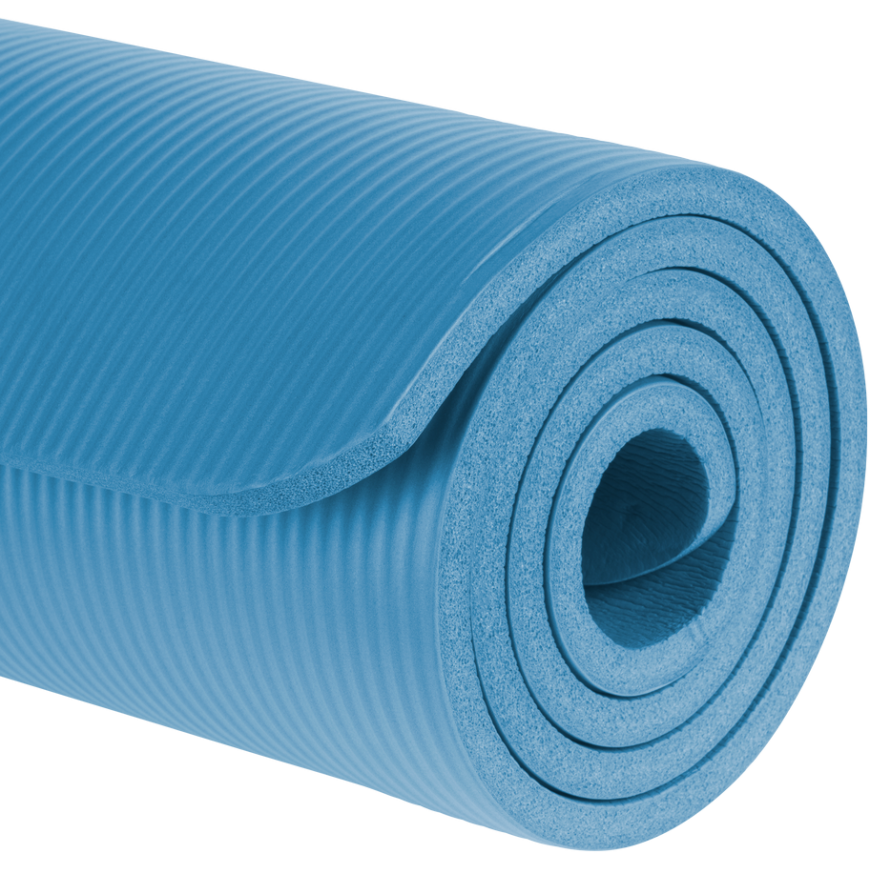 Gymnastics mat for yoga, pilates, fitness, 183x61 cm, thickness 1.5 cm, NBR material, blue, REBEL ACTIVE – 2