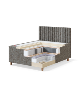 Sleepwell BLACK CONTINENTAL CONTINENTAL BED (with 4 legs) / 180x55x200 / soft / MANGO Light Beige (19206)