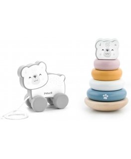 Viga Toys VIGA PolarB Polar Bear Set Wooden Pyramid + Retractable Polar Bear