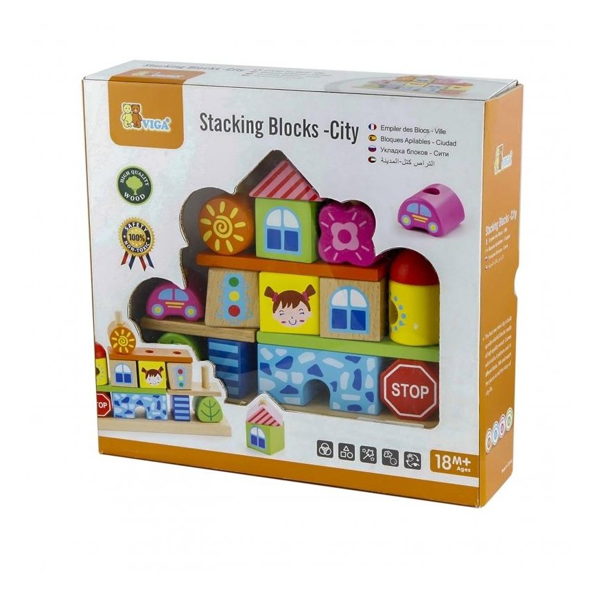 Colored drill wooden blocks 26 pcs. Viga – 2