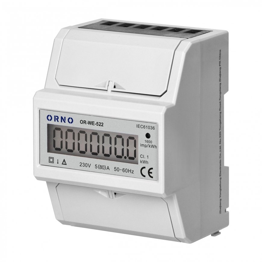 Orno 1 fazės elektros suvartojimo indikatorius, 80A, 3 moduliai, DIN TH-35mm