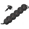 Orno 5-way extension cord 2P+E, 5m H05VV-F 3x1.5mm2, Imax16A, flat plug, black Orno 5-way extension cord 2P+E, 5m H05VV-F 3x1.5mm2, Imax16A, flat plug, black