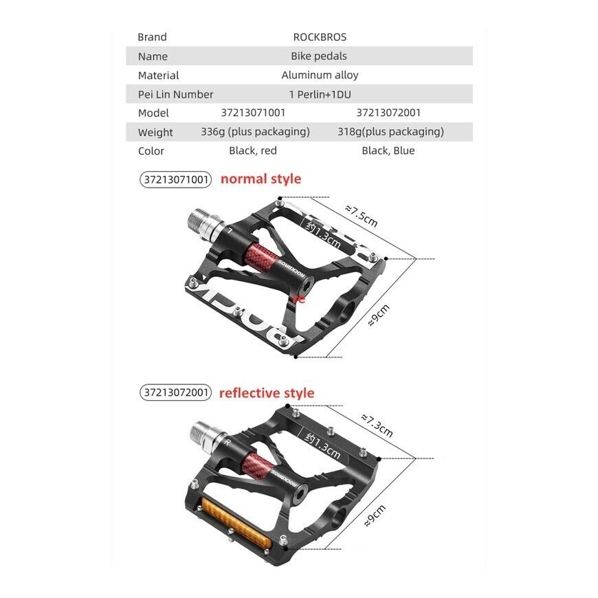 Rockbros 37213071001 Aluminum Alloy Bicycle Pedal Set - Black