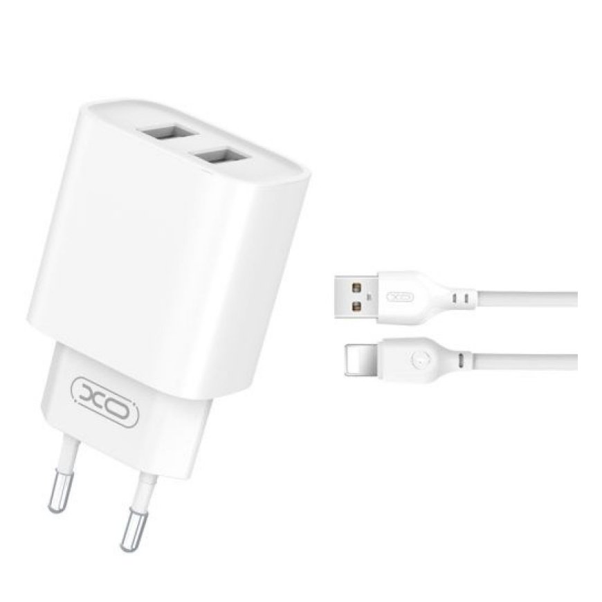 XO CE02C USB charger 2xUSB 2.1A + Lightning cable 1m – 2