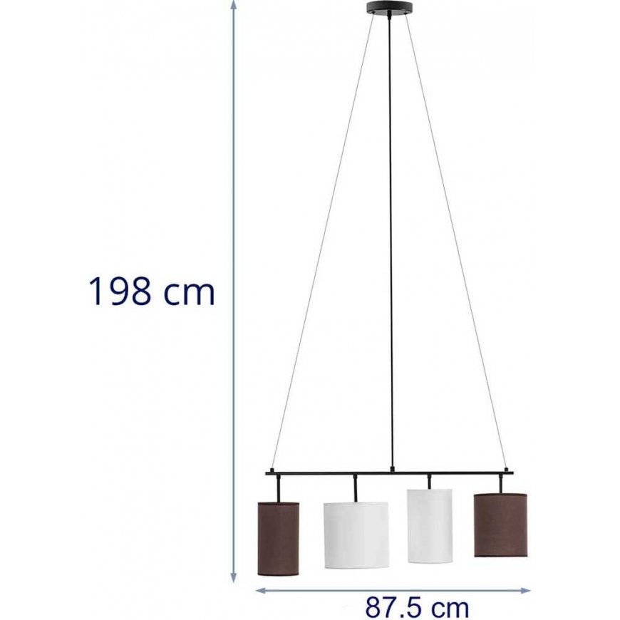 Uniprodo Modern 4-point E14 ceiling light - white and brown – 2