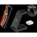 3-in-1 magnetinis belaidis įkroviklis DELTACO, telefonas/TWS/laikrodis, LED lemputė / QI-1041