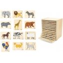 Viga Toys VIGA Set Puzzle Drewniane 12 Układanek Zwierzątka Montessori + Stojak