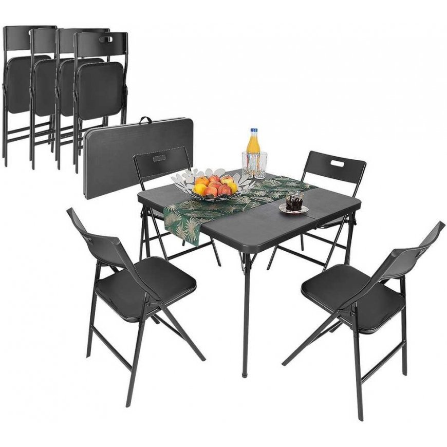 Outdoor furniture set Saska Garden Set CATERINGOWY Tourist table folding 86.5x86.5x71CM I 4 KRZESŁA Black – 2