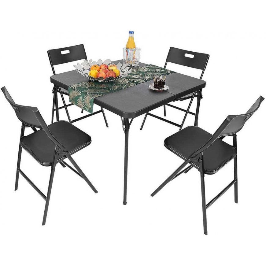 Outdoor furniture set Saska Garden Set CATERINGOWY Tourist table folding 86.5x86.5x71CM I 4 KRZESŁA Black – 3