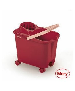 Bucket 14L with push-on wheels red