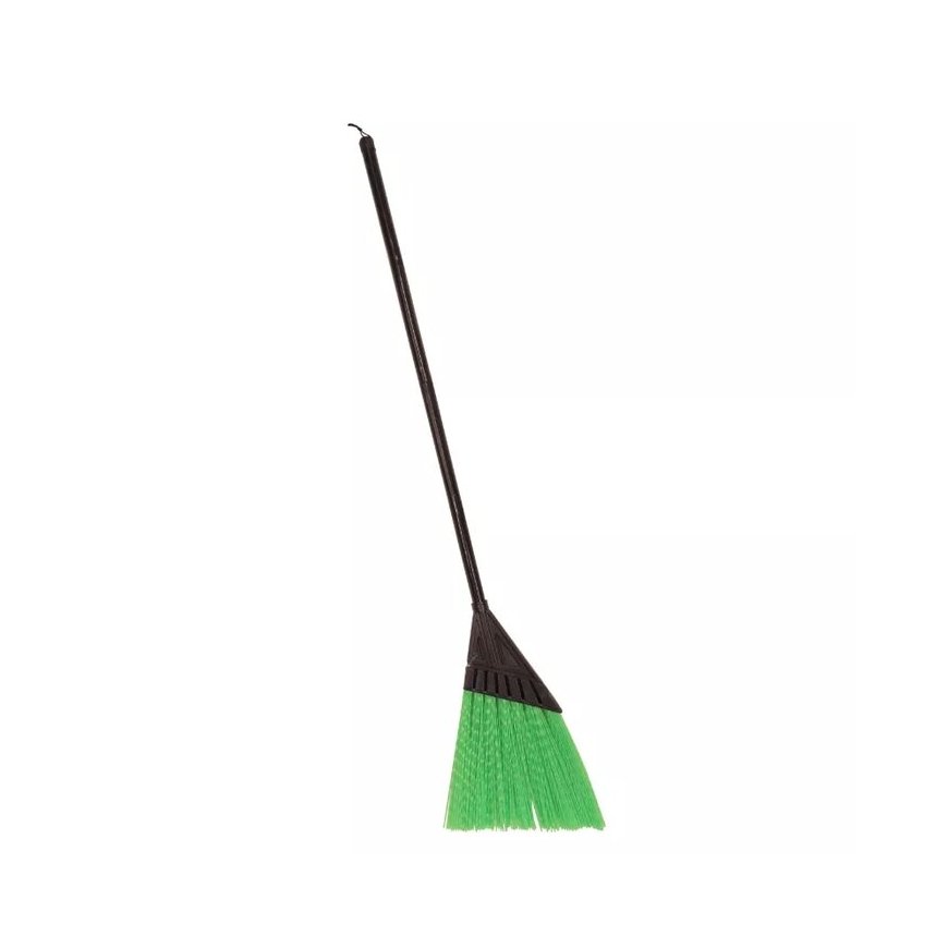 Street broom with handle flat green