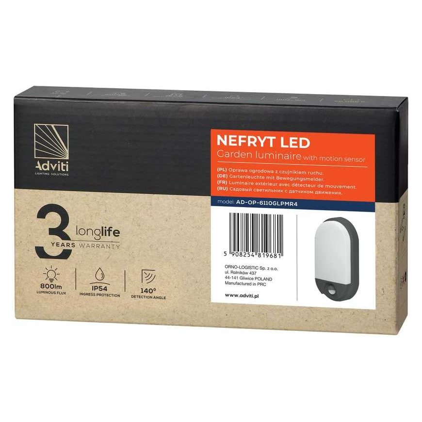 Wall light Orno NEFRYT LED 10W, garden light with PIR motion sensor, 800lm, IP54, 4000K, gray – 2