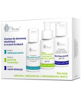 Ava Laboratorium Professional home therapy kit for a three-step home scrub with fruit acids