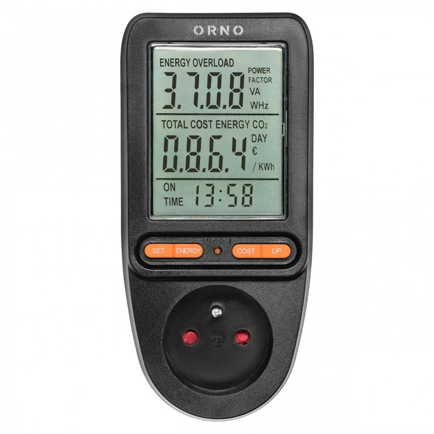 Orno Vatmetras, energijos skaičiuoklė su LCD ekranu, juoda – 3