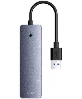 Hub 4in1 Baseus UltraJoy Lite 15cm USB-A to 4x USB 3.0 + USB-C 5V (grey)