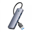 Hub 4in1 Baseus UltraJoy Lite 15cm USB-A to 4x USB 3.0 + USB-C 5V (pilkas) Hub 4in1 Baseus UltraJoy Lite 15cm USB-A to 4x USB 3.0 + USB-C 5V (pilkas)