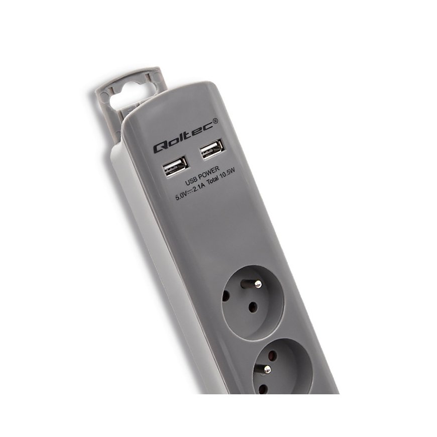 Qoltec 50283 ylijännitesuoja Harmaa 6 AC-pistorasia(a) 230 V 1,8 m – 4