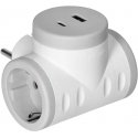 Orno 2P+Z splitter (Schuko) with 2xUSB charger, fast charging, white and gray Orno 2P+Z splitter (Schuko) with 2xUSB charger, fast charging, white and gray