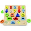Puzzle Educational wooden puzzle Number shapes + geometric figures "Viga"