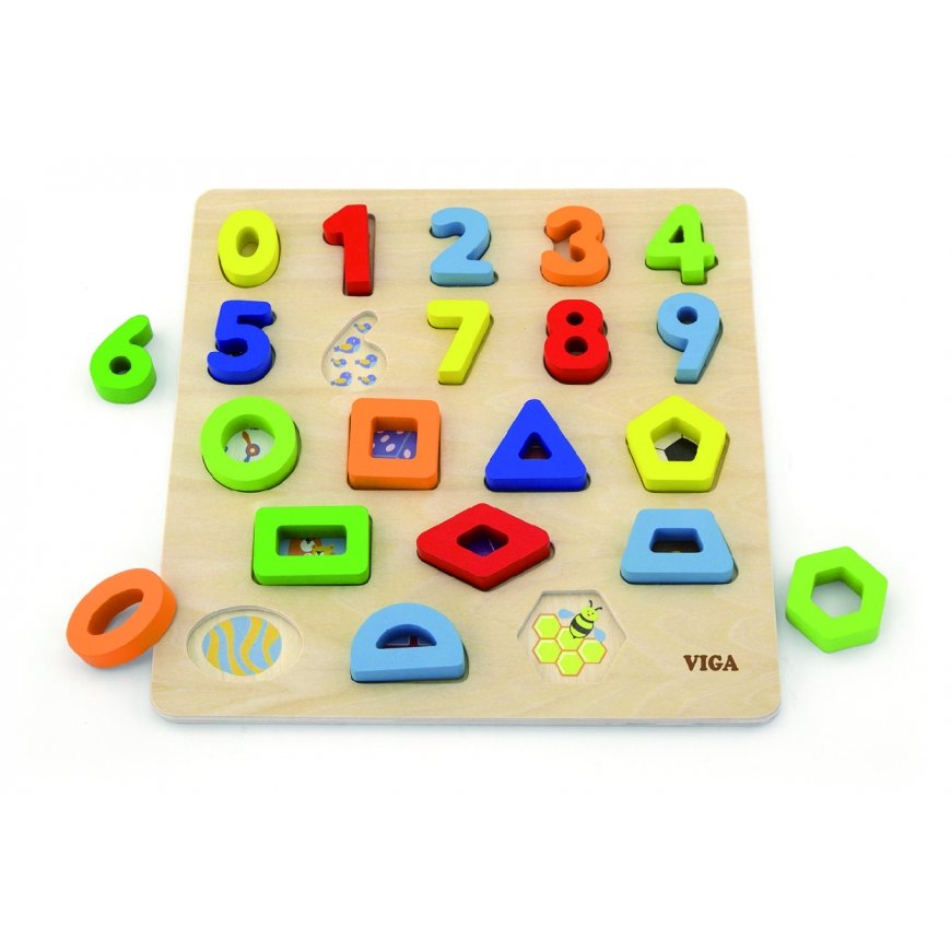 Puzzle Educational wooden puzzle Number shapes + geometric figures "Viga" – 3
