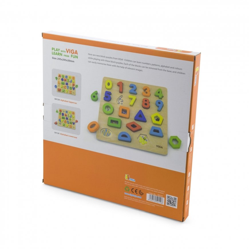 Puzzle Educational wooden puzzle Number shapes + geometric figures "Viga" – 4